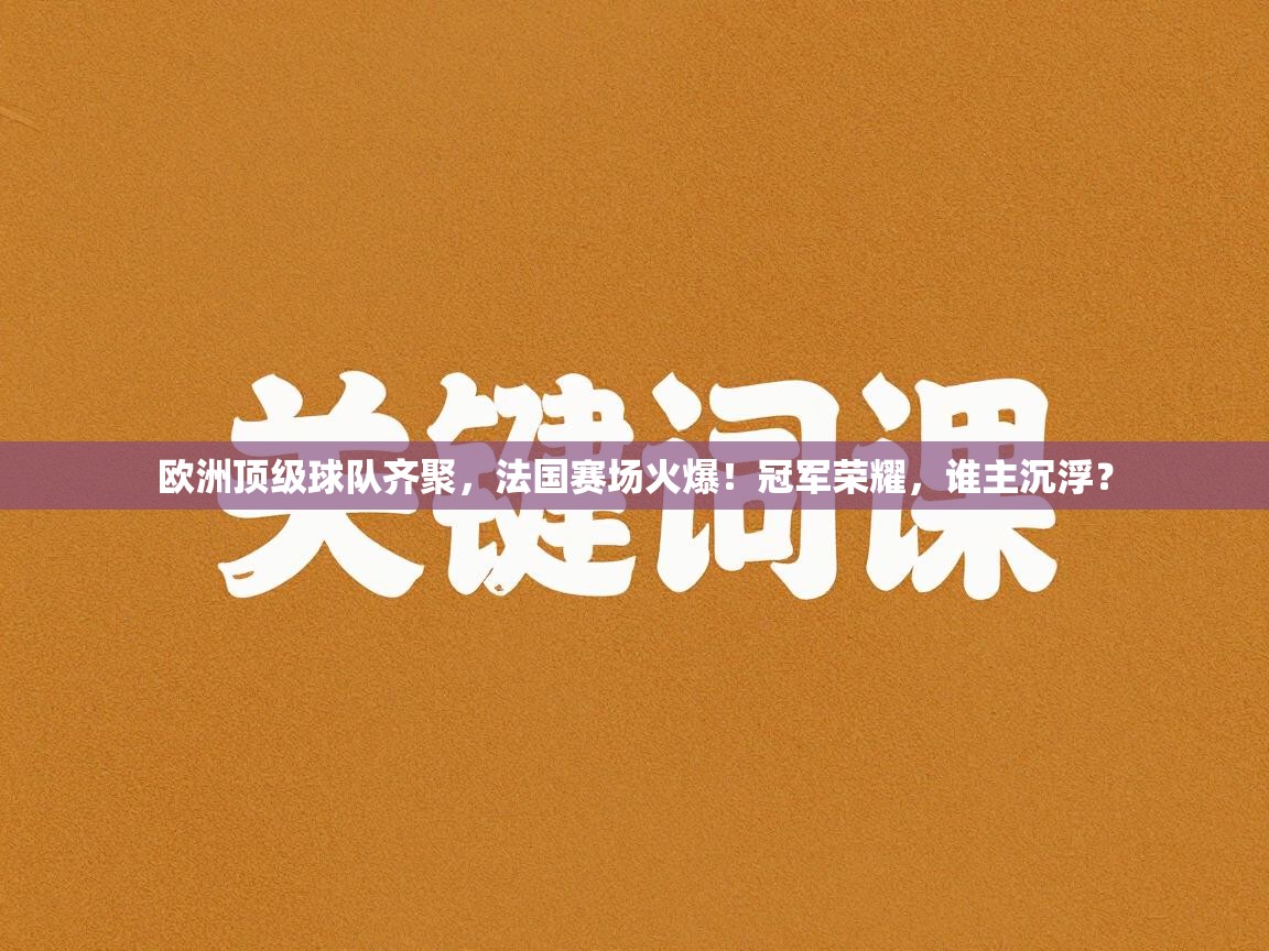 欧洲顶级球队齐聚,法国赛场火爆!冠军荣耀,谁主沉浮? 第1张
